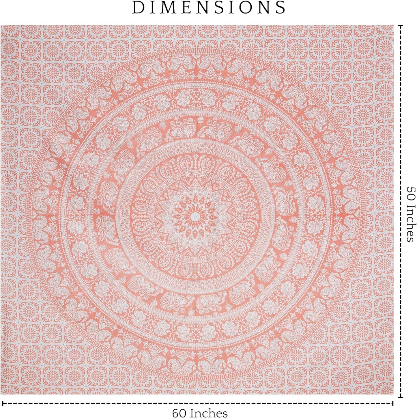 Craft Trade Pink Tapestry Wall Hanging Mandala Trippy Tapestries for Bedroom Aesthetic Hippie Room Decor Indian Cotton Beach Throw Blanket Twin Bedspread Yoga Meditation Mat Rug-213x228CM(84x90Inch)