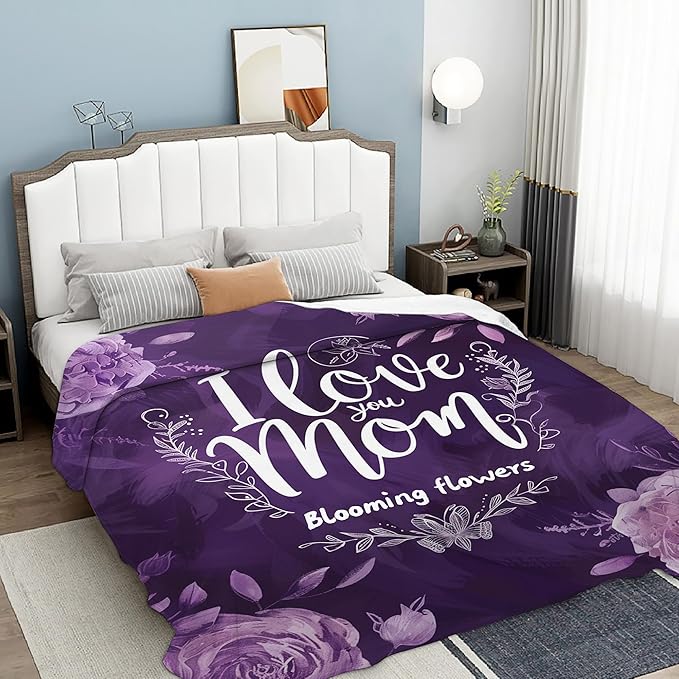 Throw Blanket, Vintage Purple Roses Throw Blankets for Adult Kids Boys Girls, for Mom Bed Couch Sofa 50x60 Inches