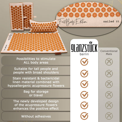 Glanzstück Berlin® Health Collection XXL Acupressure Mat Set for Full Body for Tension Headaches Back Pain Stress