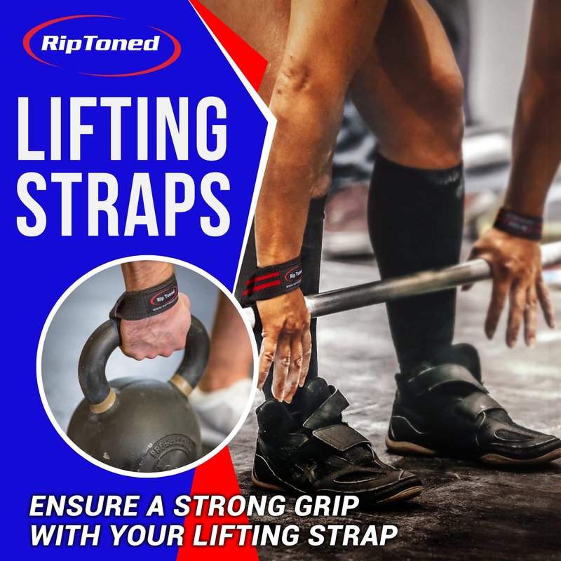 Rip Toned Performance Wrist Straps for Weightlifting – 23" Padded Lifting Straps for Men & Women – Cotton Gym Straps for Deadlifts, Strength Training, Bodybuilding & Powerlifting – Orange/Black