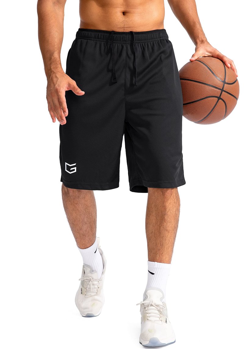 G Gradual Men's Basketball Shorts with Zipper Pockets Lightweight Quick Dry 11" Long Shorts for Men Athletic Gym(Black,M)