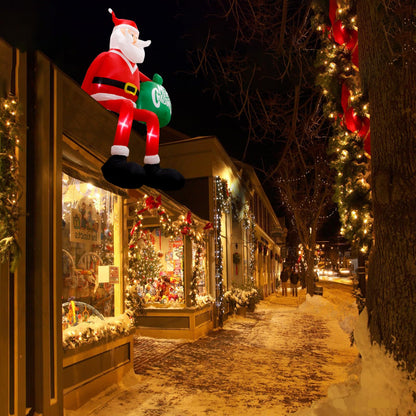 GUDELAK 8FT Christmas Inflatables Outdoor Decoration, Climbing Inflatable Santa Claus Blow Up Yard Decorations with LED, Inflatable Christmas Decorations Outdoor for Yard Roof Garden Lawn