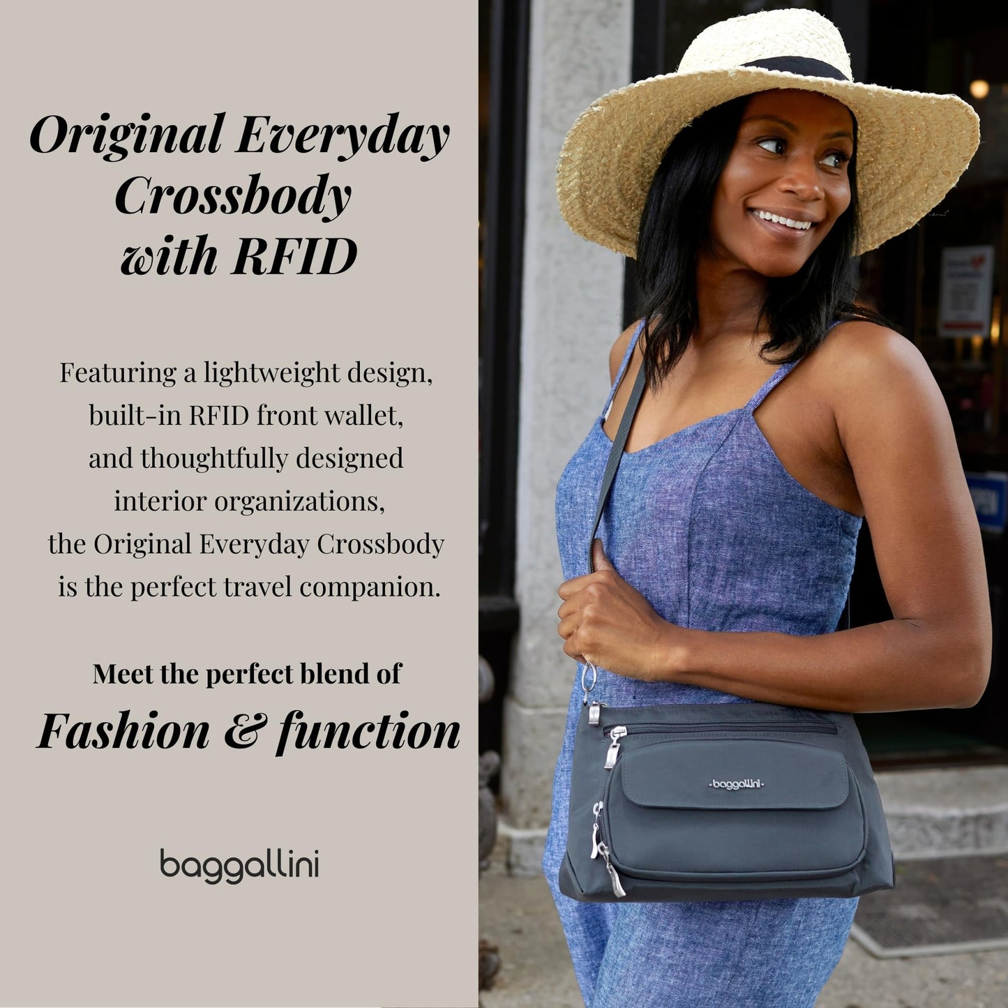 Baggallini Womens Original RFID Everyday Crossbody Bag