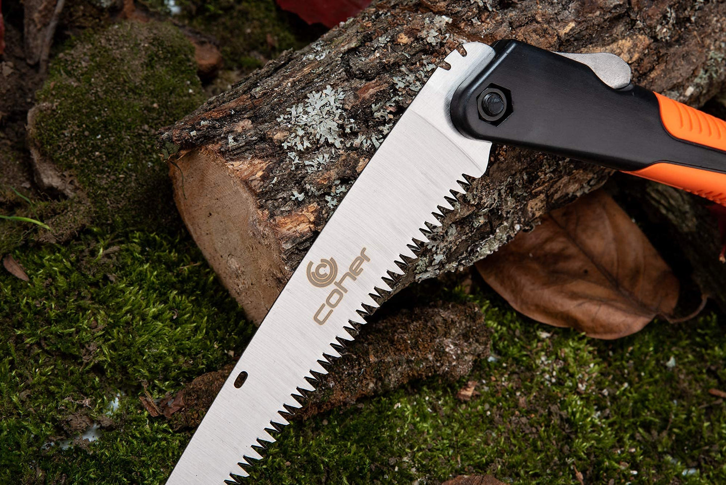 coher Folding Hand Saw for Tree Pruning, Camping, Gardening, Hunting. Cutting Wood, PVC, Bone with Ergonomic Handle Design
