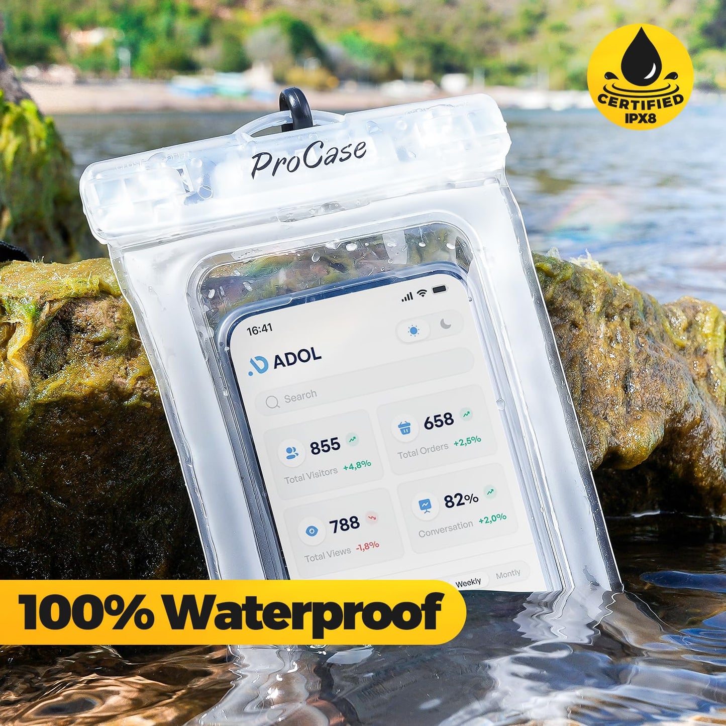 ProCase [Floatable] 2 Pack Floating Waterproof Phone Pouch Up to 7", IPX8 Underwater Phone Case Dry Bag for iPhone 16 15 14 13 12 11 Pro Max Xs Max XR X 8 7 Plus SE/Galaxy S24 S23 S22 -Clear