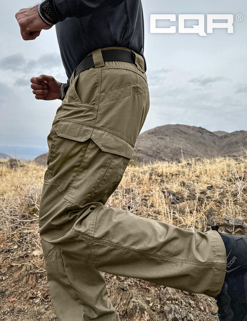 CQR Men's Tactical Pants, Water Resistant Ripstop Cargo Pants, Lightweight EDC Work Hiking Pants, Outdoor Apparel, Raider Mag Pocket Soil Green, 36W x 32L
