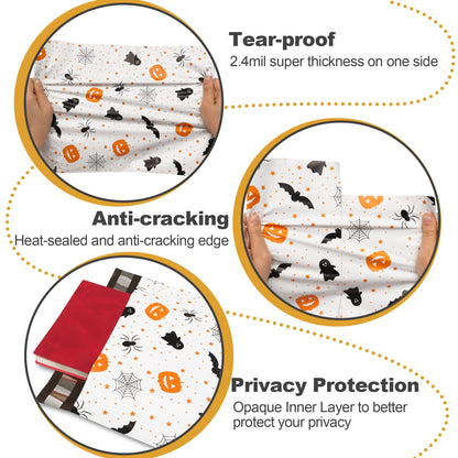 JinRuiKJ Halloween Poly Mailer 10x13 Inch 25 Pcs, Waterproof and Tear-Resistant Shipping Bags for Clothing, Cute Mailing Envelopes with Self-Seal, Halloween Printed Packaging Bags