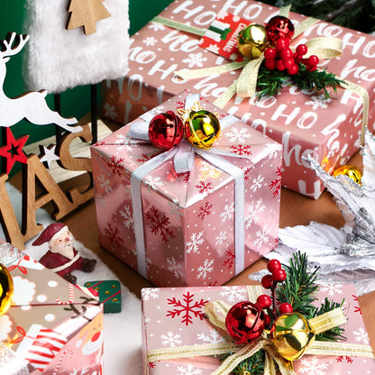 WRAPAHOLIC Christmas Wrapping Paper Set - Rose Gold Santa and Reindeer with Metallic Foil Shine Wrapping Paper Bundle with Gift Bow & Ribbon & Tag & Sticker