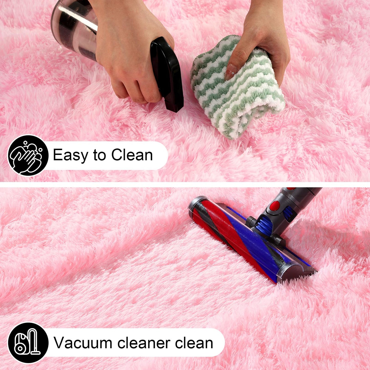 Ehayx Pink Rugs for Living Room, Large Fluffy 6x9 Area Rugs for Bedroom, Fuzzy Shag Soft Non-Slip Carpet for Kids Girls and Boys Nursery Dorm Indoor Room Home Decor (6ft X 9ft, Pink)