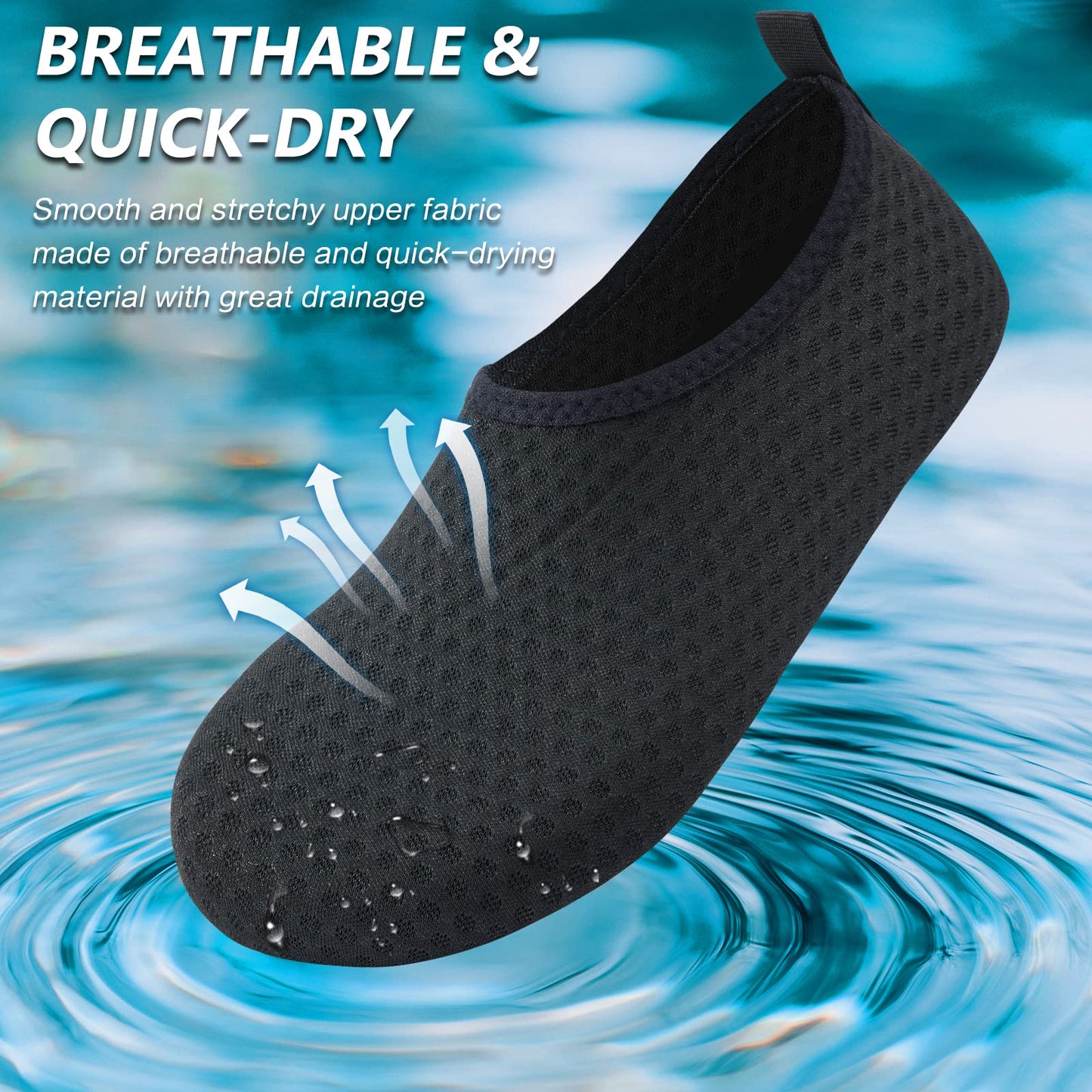 Water Shoes for Women Men Quick-Dry Aqua Socks Swim Beach Barefoot Yoga Exercise Wear Sport Accessories Pool Black-40/41, US 9-10 Women/7.5-8.5 Men