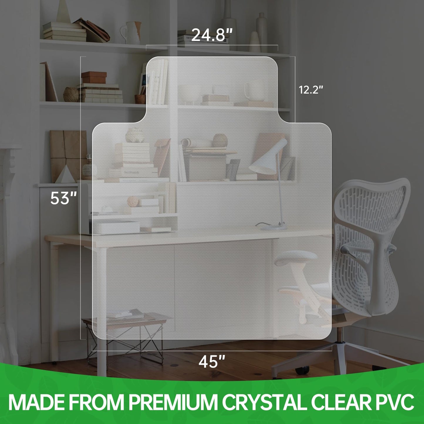 100pointONE Office Chair Mat for Hardwood Floor, 53" x 45" Clear Desk Chair Mat for Hard Floors, Easy Glide Computer Chair Floor Mat for Home Office Rolling Chairs