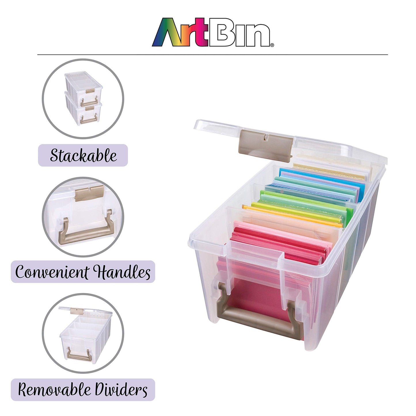 ArtBin Semi Satchel Portable Craft Organizer with 3 Dividers - Clear Plastic Storage Case for Art & Craft Supplies