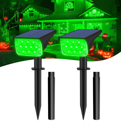 T-SUNUS Halloween Green Solar Spot Lights Outdoor, Landscape Spotlights 2 Modes Dusk to Dawn Waterproof IP65 for Accent Uplighting Christmas Tree St. Patrick's Day Yard Statue Graveyard Driveway Flag