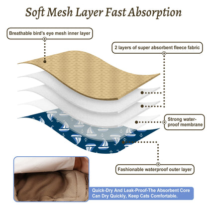 Grecle Premium Male Dog Wraps - High Absorbency Male Dog Diapers (Pack of 3) - Washable Belly Band for Male Dogs Incontinence and Puppy Training (Sailboat, S)