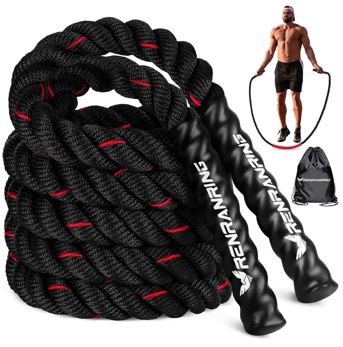Jump Rope, 3LB Weighted Jump Rope for Fitness, 9.8ft Heavy Jumping Ropes for Exercise, Adult Workout Rope for Men & Women Improve Strength, Skipping Rope for Gym Training, Home Workout