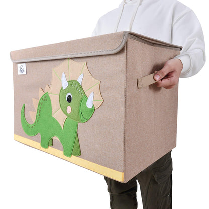 CLCROBD Foldable Kids Large Toy Chest with Flip-Top Lid, Collapsible Fabric Animal Toy Storage Organizer/Bin/Box/Basket/Trunk for Toddler, Children and Baby Nursery (Dinosaur)