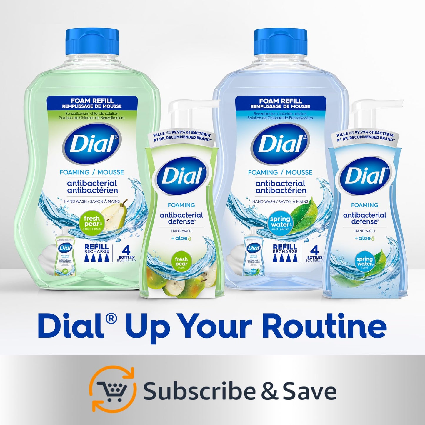 Dial Antibacterial Foaming Hand Wash, Spring Water, 7.5 fl oz (Pack of 6)