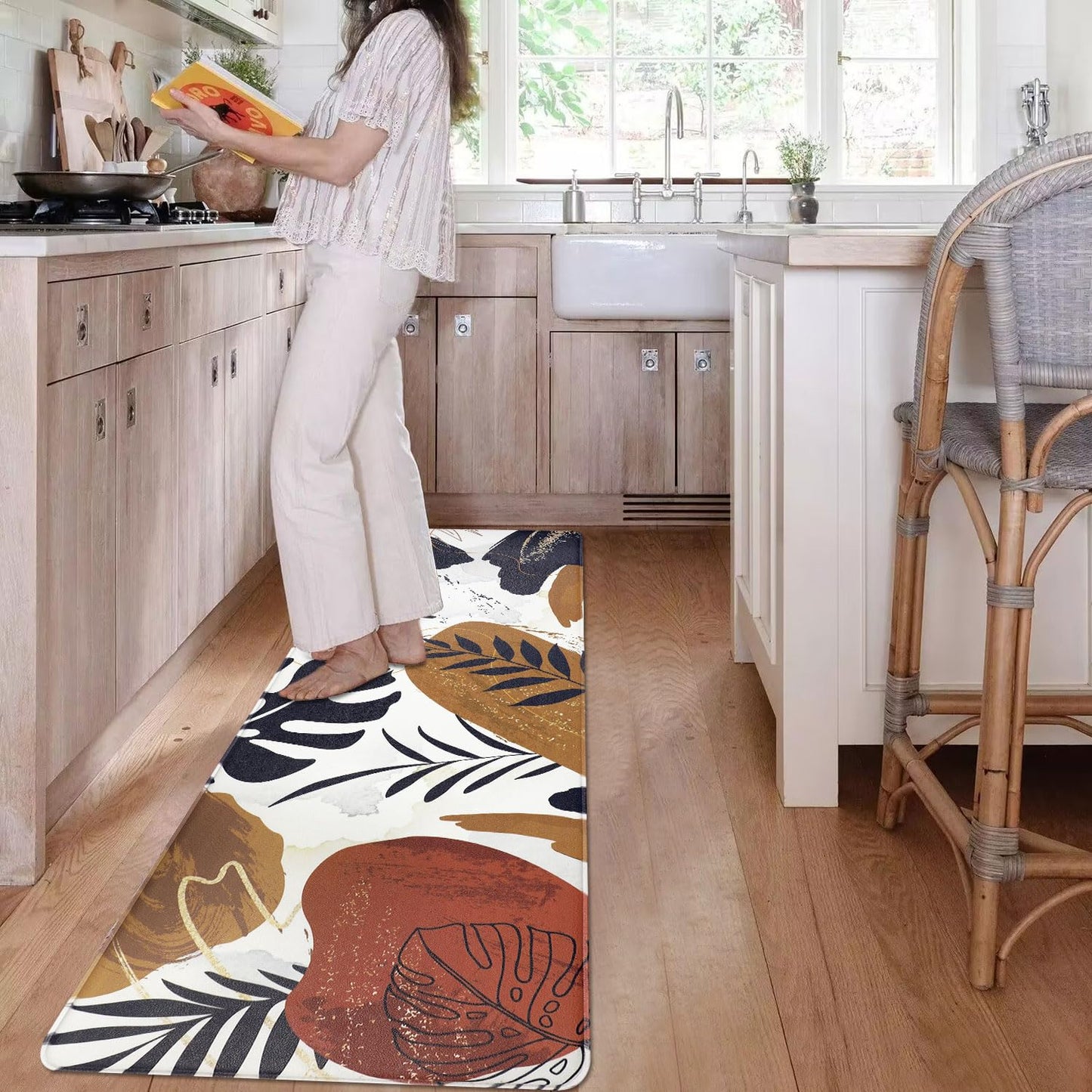 Homcomoda Anti Fatigue Kitchen Mats for Floor Set of 3 Cushioned Kitchen Rug Sets 3 Piece Non Slip Waterproof Comfort Standing Mat for Home Office Kitchen Sink