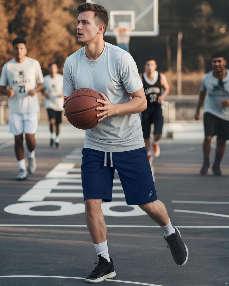 NY Threads Men's Athletic Shorts Quick Dry Loose-Fit Lightweight Running Workout Gym Shorts with Pockets, Medium, Navy