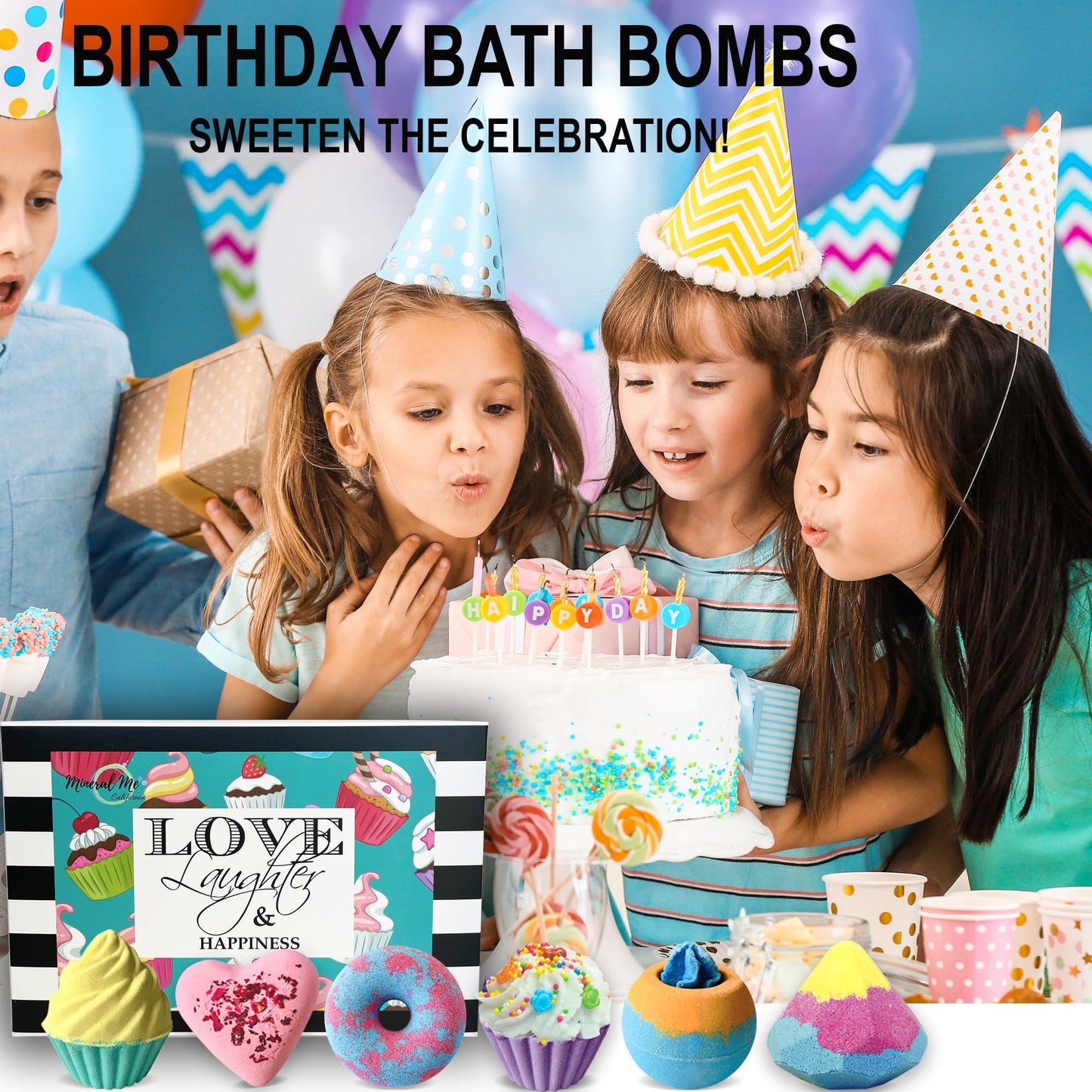 Bath Bombs for Kids - 6pc Gift Set Aromatherapy Natural Bath Bombs with Organic Ingredients, Skin Moisturizing Bubble Bath Fizzy, Gentle, Relaxing Birthday BathBombs for Girls, Women, Kids