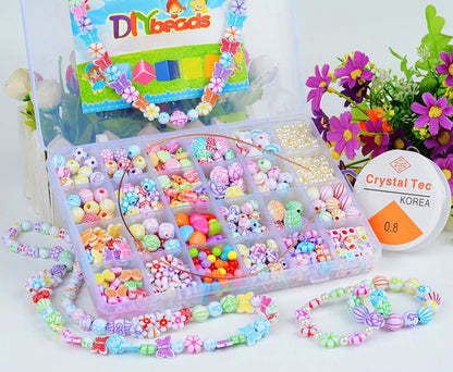 Jwxstore Kids DIY Bead Jewelry Making Kit, Beads for Girls Toys Bead Art and Craft Kits DIY Bracelets Necklace Hairband and Rings Toy for Age 4 5 6 7 8 9 10 11 Year Old Girl Gifts