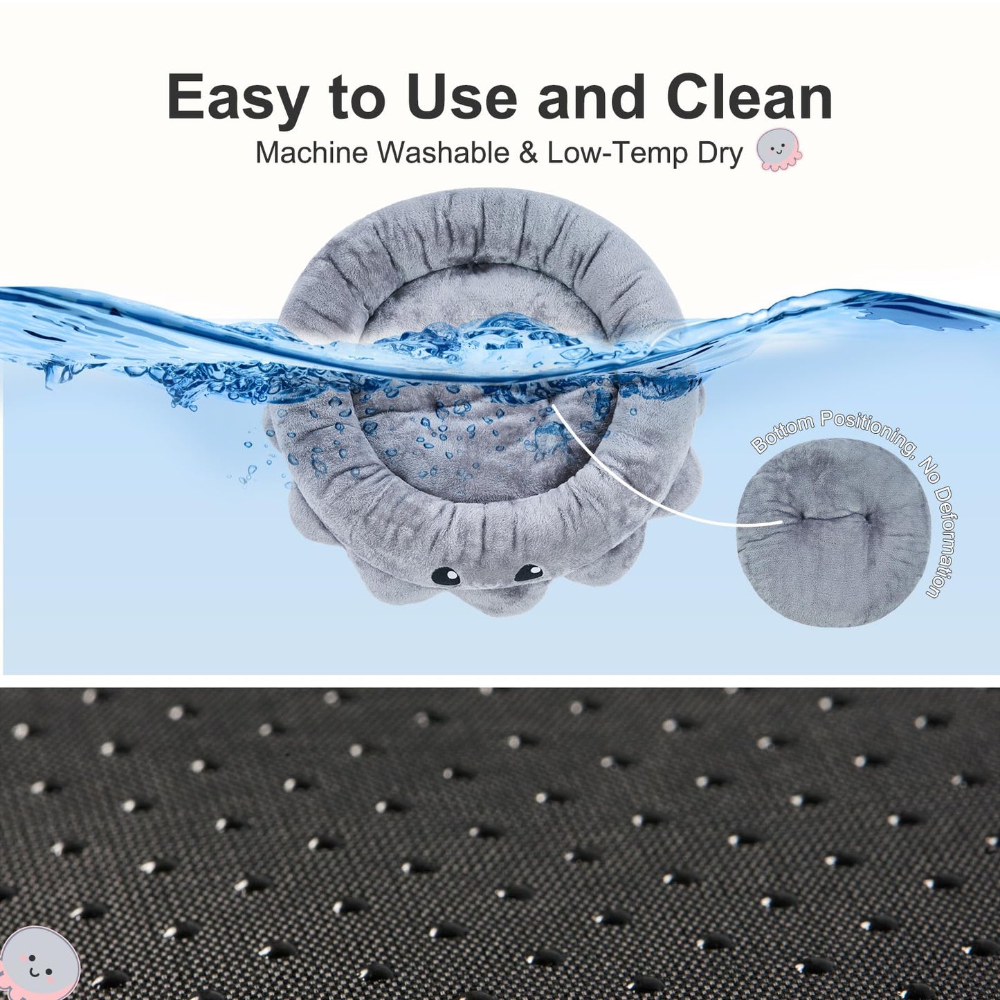 Jiupety Cute Calming Dog Beds Clearance for Medium Small Dogs, Anxiety Bolster Dog Bed with Octopus Shape, Grey, M, Boho, Round Pet Bed Cat with Removable Cushion
