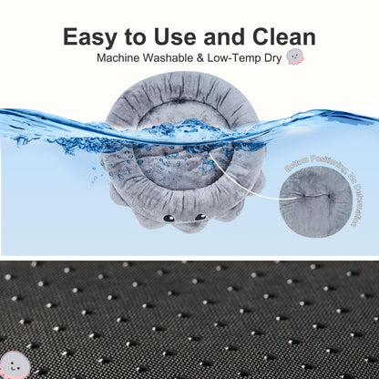 Jiupety Cute Calming Dog Beds Clearance for Medium Small Dogs, Anxiety Bolster Dog Bed with Octopus Shape, Grey, M, Boho, Round Pet Bed Cat with Removable Cushion