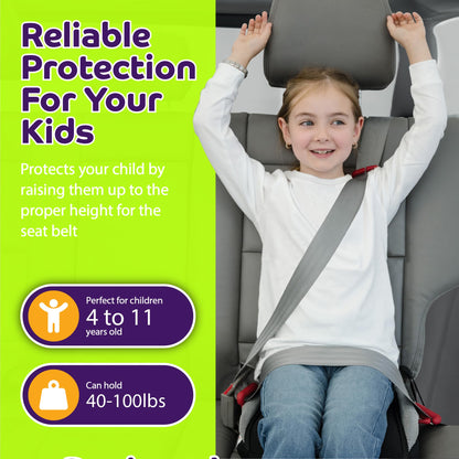 BubbleBum Inflatable Booster Car Seat – Foldable, Lightweight, Backless Travel Booster Seat for Kids, Portable Carseat for Toddler, Fits 3 Across, Compact for Uber - Ages 4-11 Year Old, - Black