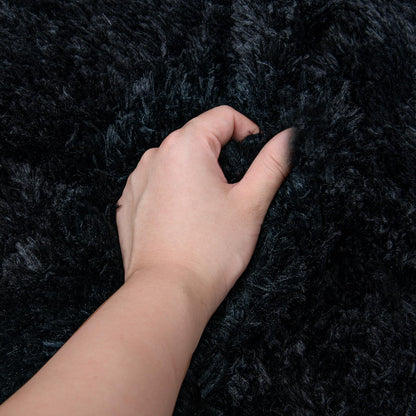 Faux Fur Christmas Tree Skirt,Large Luxury Tree Skirt with Snowflake Sequin, Christmas Decorations Holiday Thick Plush Tree Xmas Ornaments (Black, 24 Inch)