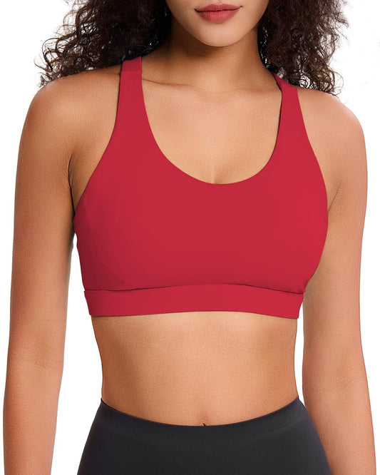 Sports Bras for Women, High Impact Sports Bra - Racerback Running Bra Padded Yoga Bra, Workout Crop Tank Tops Longline(Red)