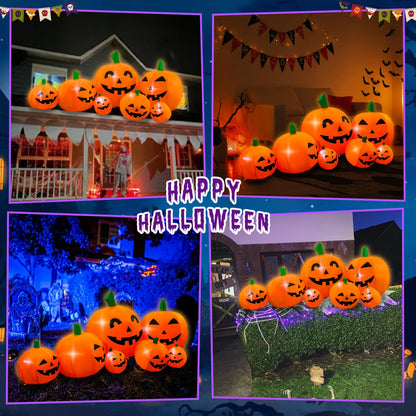 SEASONBLOW 7 Ft Halloween Inflatable Pumpkin Patch Family Decoration Jack-o-Lantern Decor for Lawn Yard Home Party Indoors Outdoors