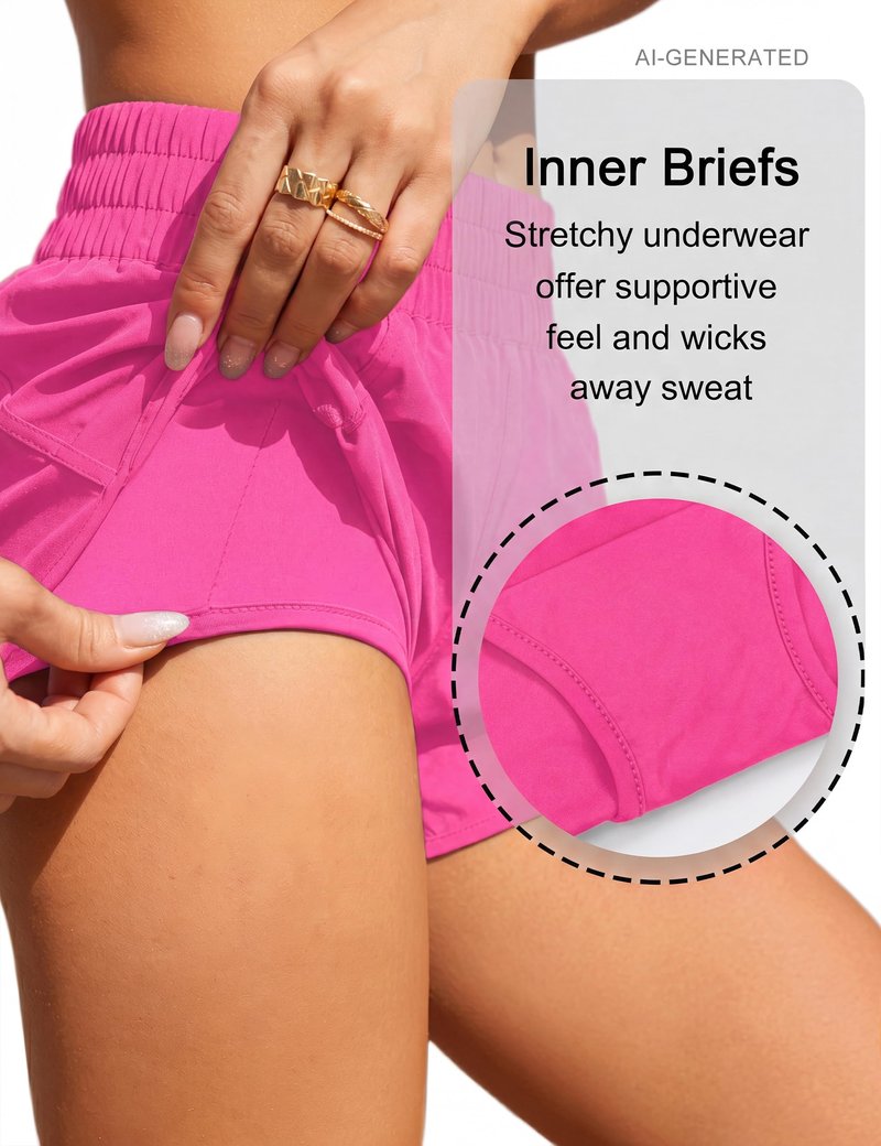 BMJL Women's Running Shorts Elastic High Waisted with Pockets, 2.5" Sporty Workout Quick Dry Athletic Shorts(M,Hot Pink)