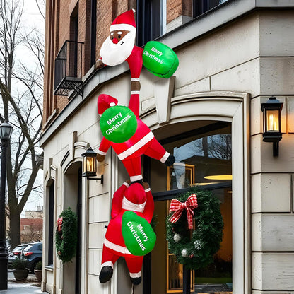 GUDELAK 8 FT Inflatable Outdoor Decoration, Black Santa Inflatable Climbing Santa Christmas Blow Up Yard Decorations with Suction Cups, Window Christmas Decorations Outside for Home Roof
