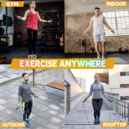 Emazerom Jump Rope for Women Men Kids, Adjustable Skipping Rope with Ball Bearings, Professional Jumping Rope with Foam Handles, Tangle-Free Rapid Speed Jump Ropes for Fitness Workout Boxing Exercise