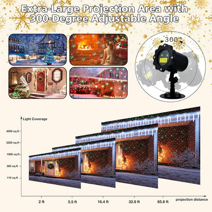 Christmas Projector Lights Outdoor, Waterproof Christmas Decorations Led Lights Projector with Remote Control Timer