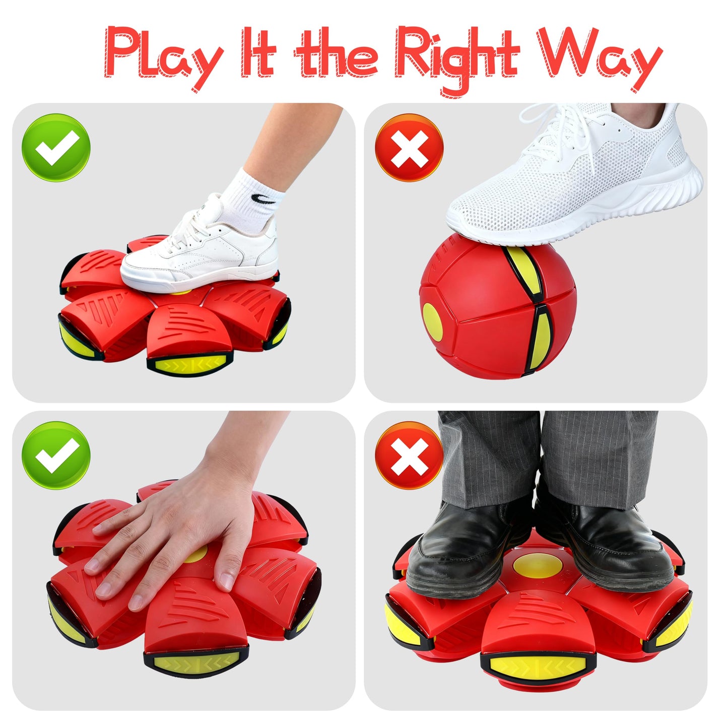 Comnonage Magic Metaball, Magic Bouncing Ball, 2PCS Magic Flying Saucer Interactive Pop-Up Transform Toy, Family Interaction Red and Blue Bouncy Ball, Delay Frisbee Flying Disc Toy with 6 Light