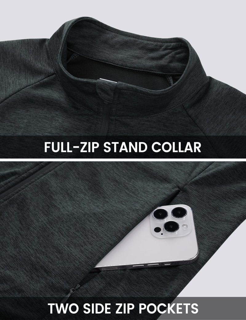 MAGCOMSEN Lightweight Athletic Zip Up Jacket Women SPF UPF Sun Protection Jackets Long Sleeve Shirts Hiking Clothes Workout Black M