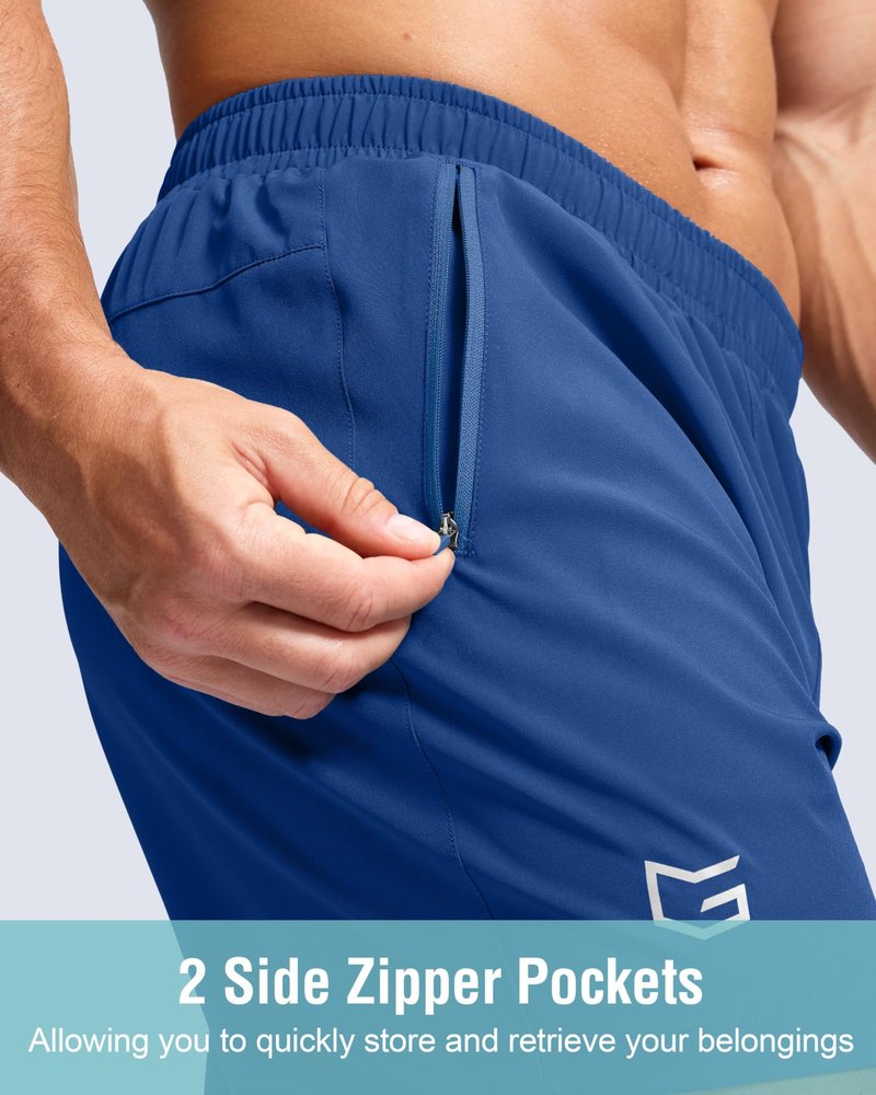 G Gradual Men's Athletic Running Shorts with Zipper Pockets Quick Dry 7"/ 5"/ 9" Workout Gym Shorts for Basketball Hiking(Royal Blue,5XXL)