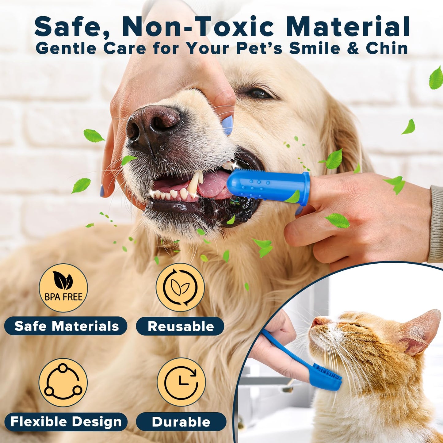 Augwind 6PCS Pet Grooming Kit | Dog Washing Gloves | Dog Bath Brush | Dog Bath Gloves | Dog Shampoo Brush | Pet Grooming Gloves | Cat Bathing Supplies | Dog Bath Supplies (Navy Blue)