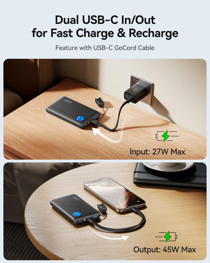 INIU Power Bank, 45W PD Lightest 10000mAh Portable Charger, USB C in&Out Fast Charging Battery Pack, Mobile Phone Powerbank Compatible with iPhone 17 16 15 14 13 Samsung S22 S21 Google iPad etc