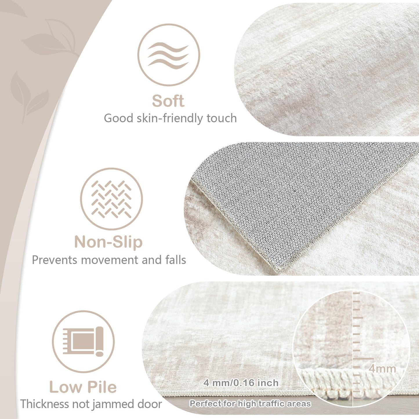 Area Rugs 10x14 Living Room: Washable Rug Modern Abstract Large Rugs Soft Non Slip Neutral Rug Stain Resistant Indoor Carpet for Bedroom Kitchen Dining Room Home Office Rugs(Beige, 10'x14')
