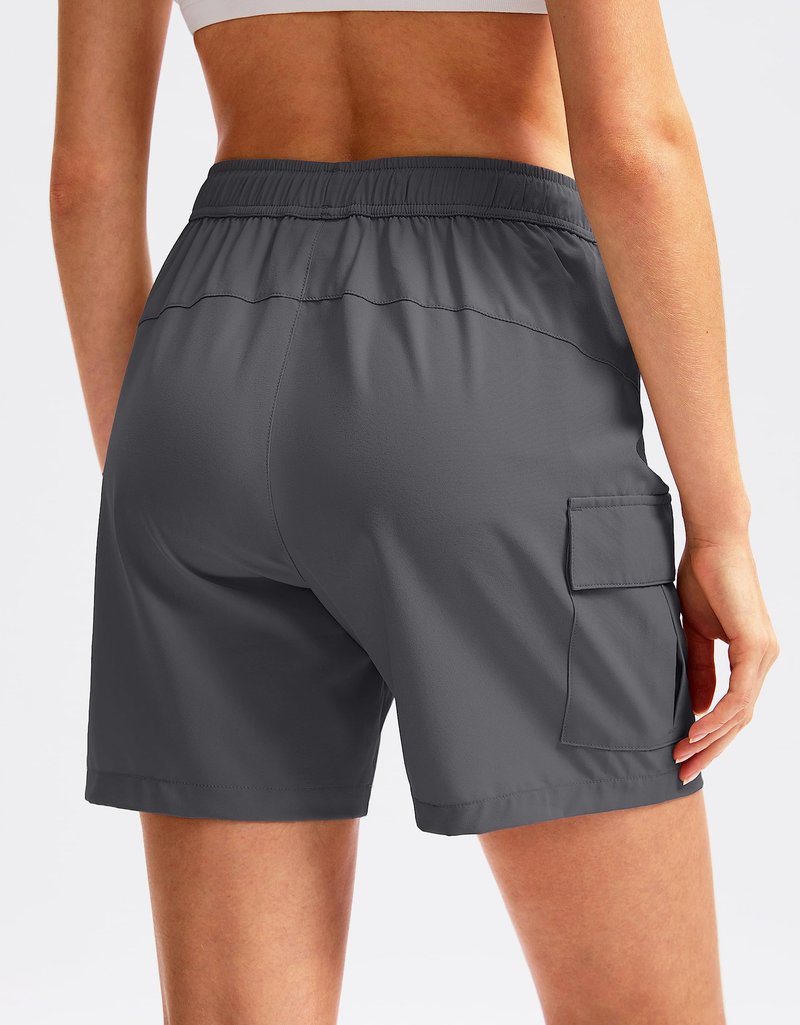 SANTINY Women's 5''/ 7''/9'' Hiking Cargo Shorts Quick Dry Lightweight Summer Shorts for Women Athletic Golf Zipper Pockets(Dark Grey_XXL)