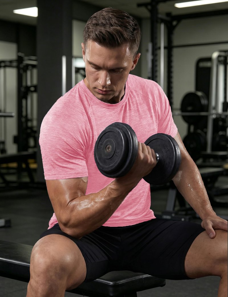 MAGCOMSEN Short Sleeve Shirt for Men Moisture Wicking Shirts Cooling Lightweight T-Shirt Athletic Gym Tee Summer Pink-L
