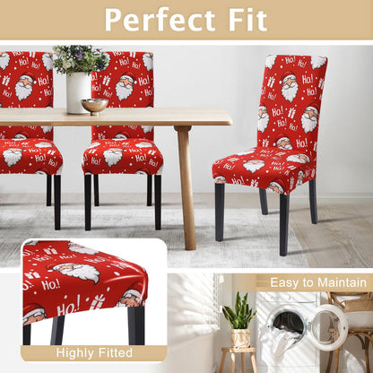 SearchI Christmas Chair Covers Set of 4, Stretch Xmas Kitchen Chair Cover Removable Washable Holiday Parsons Chair Slipcovers for Dining Room, Christmas Decoration, Ceremony(Santa Claus)