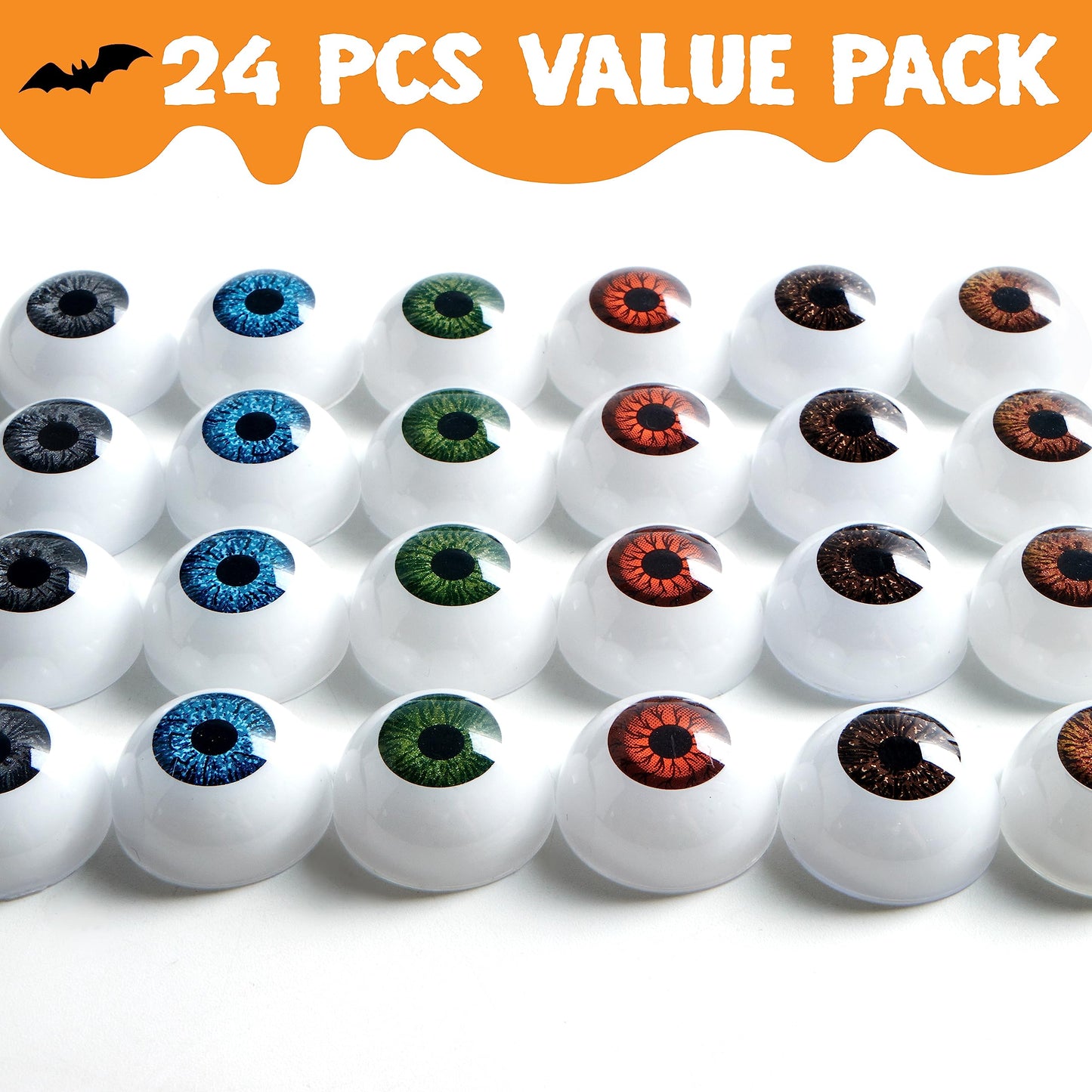 JOYIN 24 PCS Halloween Eyeballs, Trick or Treat Scary Realistic Eyes Prop Supplies, 12 Pair Hollow Plastic Eyeballs for Halloween Party Decoration