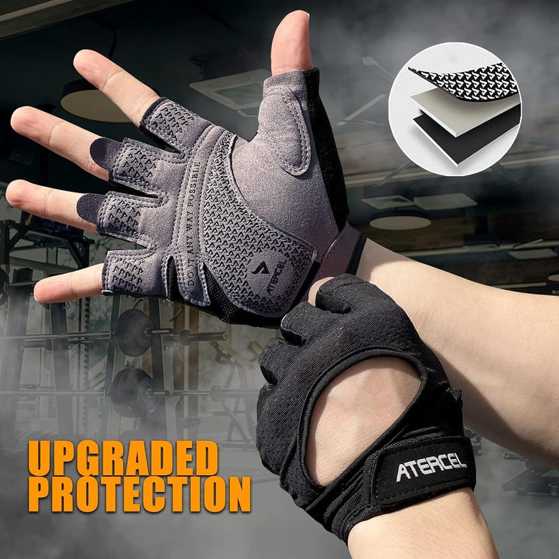 ATERCEL Weight Lifting Gloves Full Palm Protection, Workout Gloves for Gym, Cycling, Exercise, Breathable, Super Lightweight for Men and Women(Gray, L)