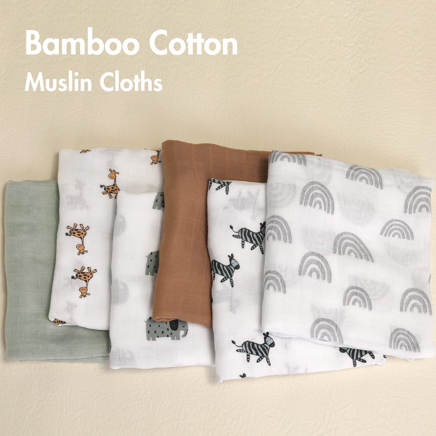GLLQUEN BABY Muslin Squares Cloth for Baby, 6pack 70cm x 70cm Cotton Burp Cloths for Newborn, Absorbent & Breathable and Ideal to Clean, Wipe & Cover Newborns