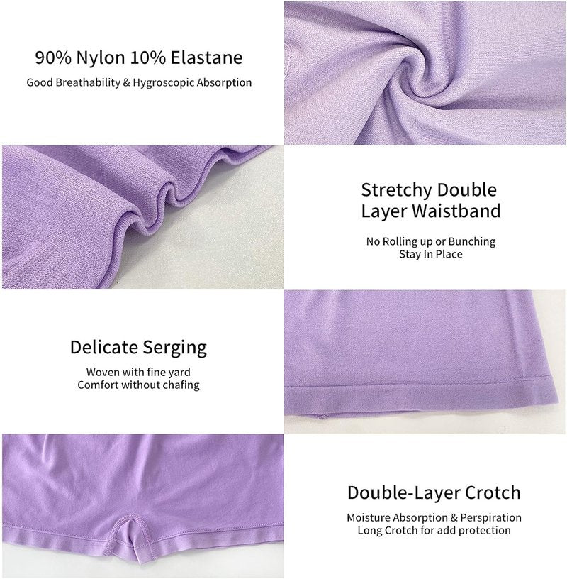 Seamless Boyshorts - Stretch Nylon Full Coverage Boxer Briefs | Anti-Chafing Women’s Panties (4 Pack)