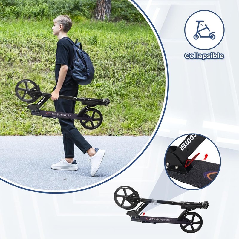 Nattork Scooter for Kids & Adults | Foldable, Lightweight Kick Scooter - Max Load 220LB, 8-Inch Wheels