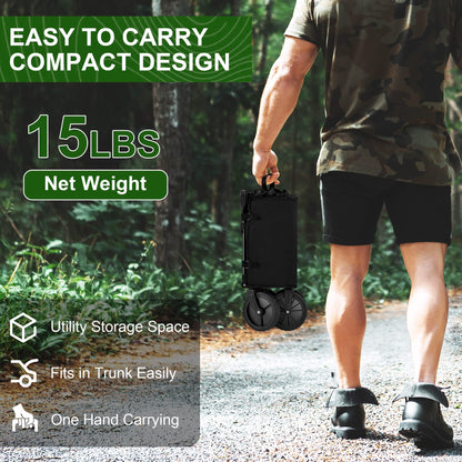 Antifir Collapsible Wagon Carts,Folding Wagon Cart with All Terrain Wheels,Heavy Duty Garden Carts with Adjustable Handle,Outdoor Utility Wagon for Camping Shopping Sports Fishing (Black)